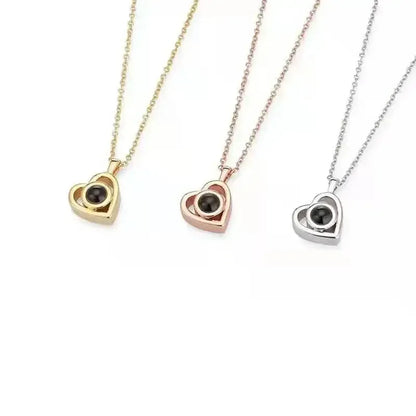 Custom Heart Projection Necklace – Personalized Photo Memory Gift Style 1 / Picture color / United States