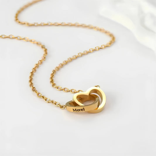 Customized Name Stainless Steel 18k Gold Plated Gold O-Chain Love Engraved Necklace