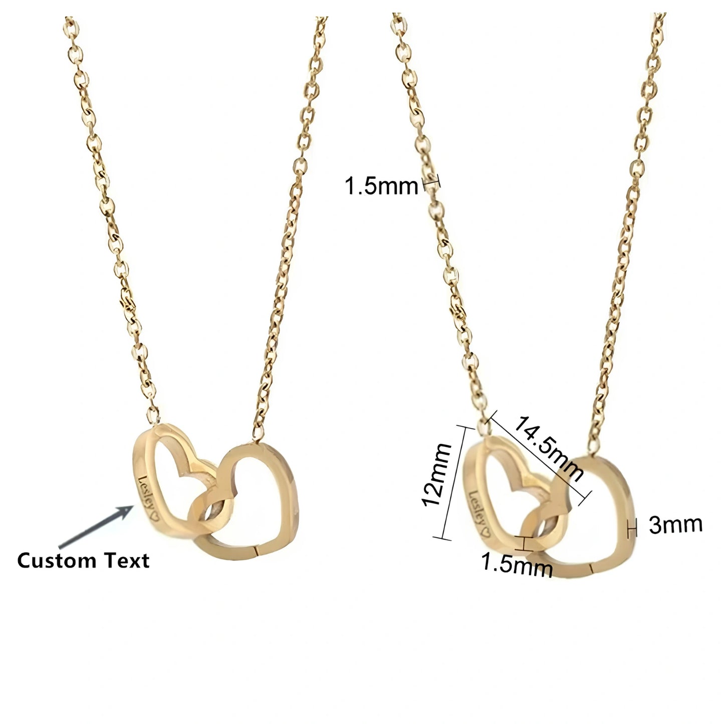 Customized Name Stainless Steel 18k Gold Plated Rose Gold O-Chain Love Engraved Necklace