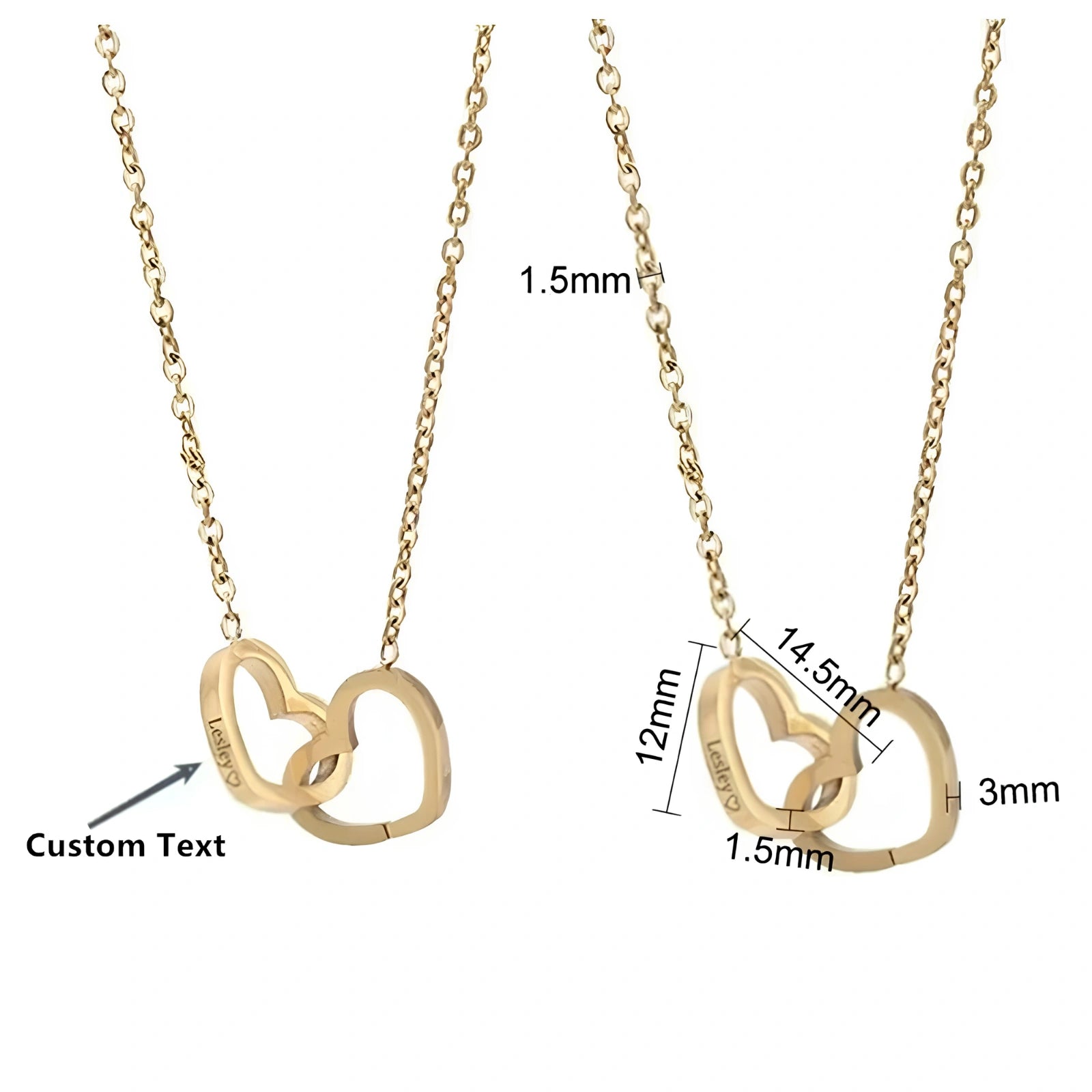 Customized Name Stainless Steel 18k Gold Plated Rose Gold O-Chain Love Engraved Necklace