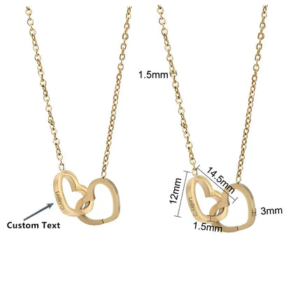 Customized Name Stainless Steel 18k Gold Plated Rose Gold O-Chain Love Engraved Necklace