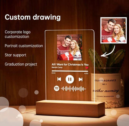 Custom Photo Acrylic Song Panel Personalized Photo Frame Living Room Decoration, BirthdayAnniversary Gift ,Gifts for Lovers Rectangle / warm light base