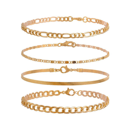Love Beaded Punk Chain Foot Chain Set Hip Hop Personalized Snake Bone Chain Foot Anklet eprolo