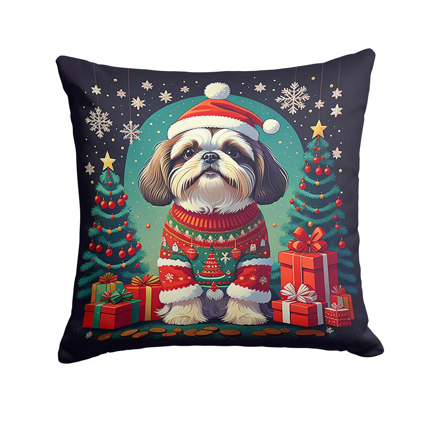 Shih Tzu Christmas Throw Pillow Default Title