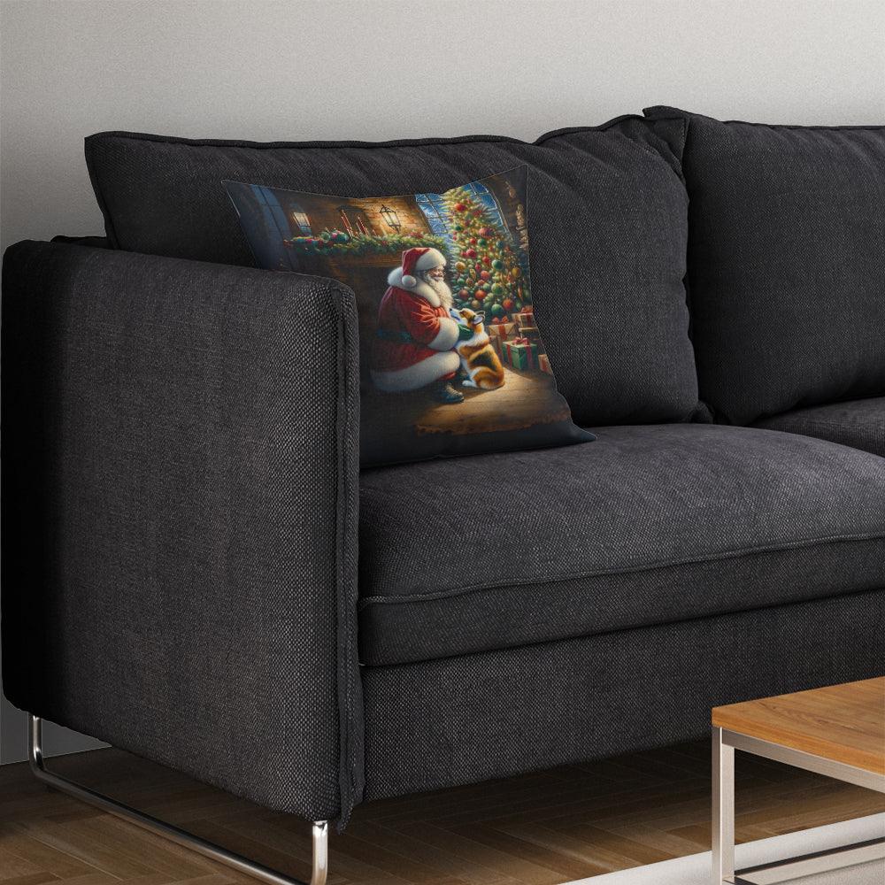 Corgi and Santa Claus Throw Pillow Default Title