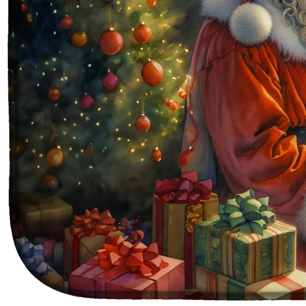 Finnish Spitz and Santa Claus Dish Drying Mat Default Title