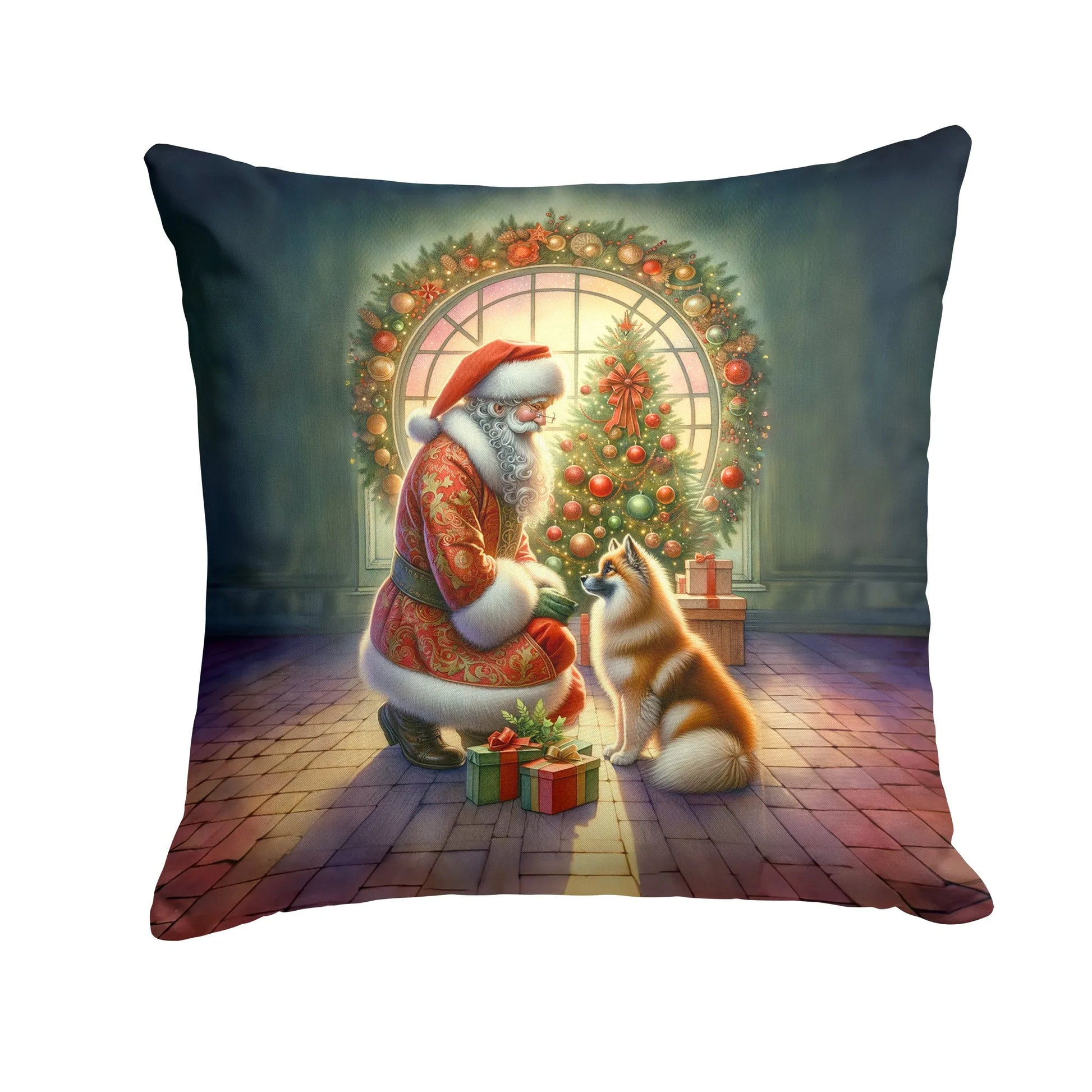 Finnish Spitz Christmas Throw Pillow Default Title