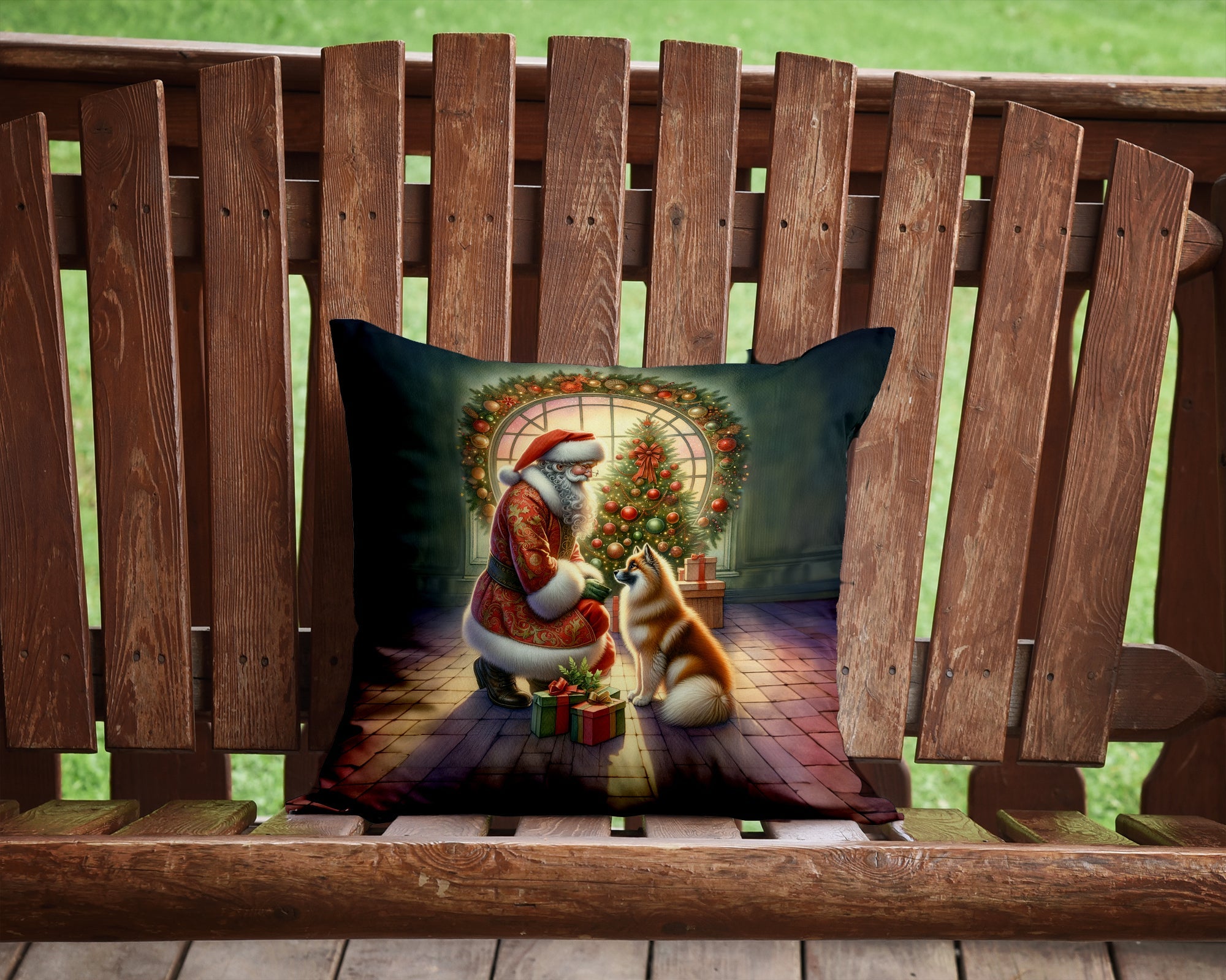 Finnish Spitz Christmas Throw Pillow