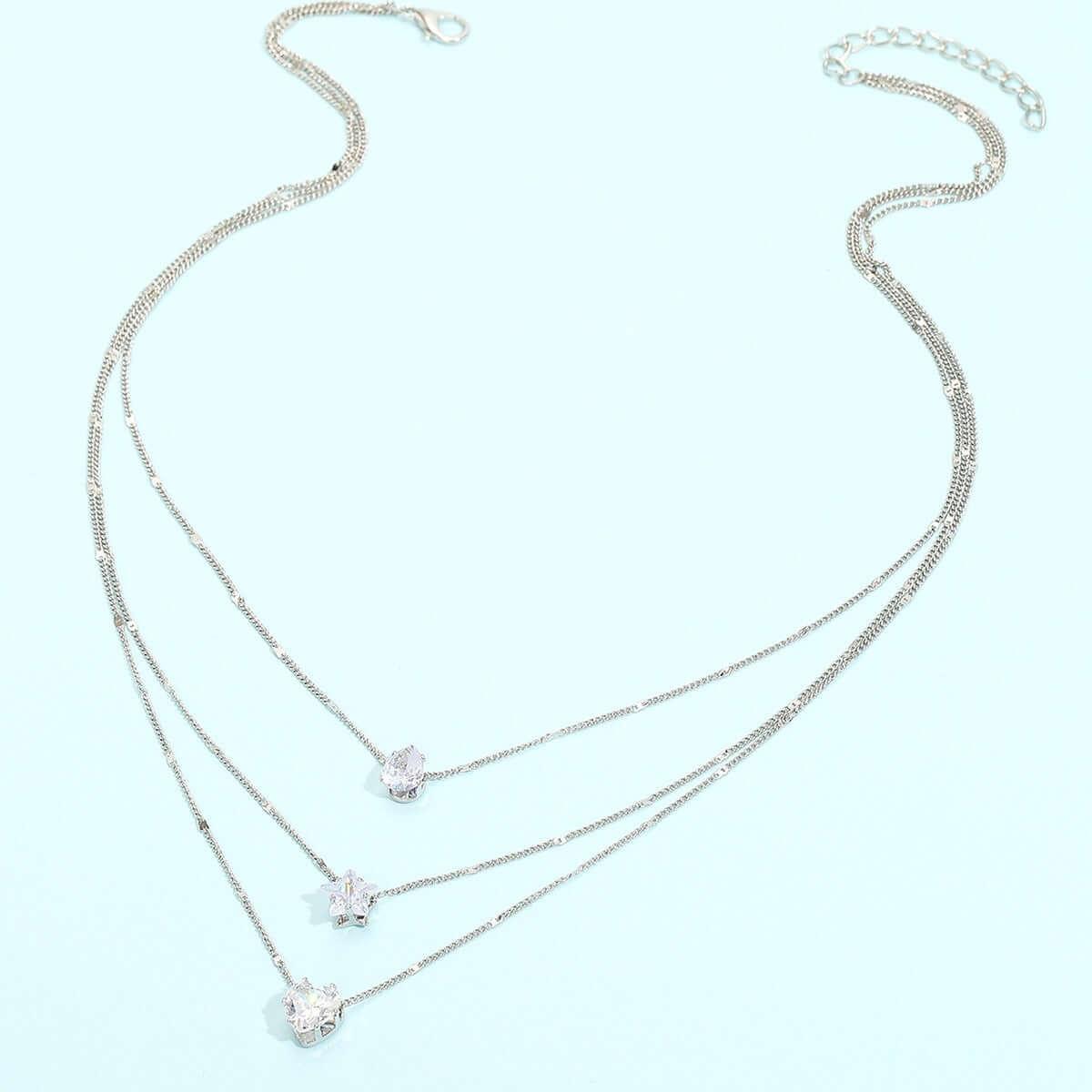Radiant Heart 3-Layer Rhinestone Necklace NL254-02