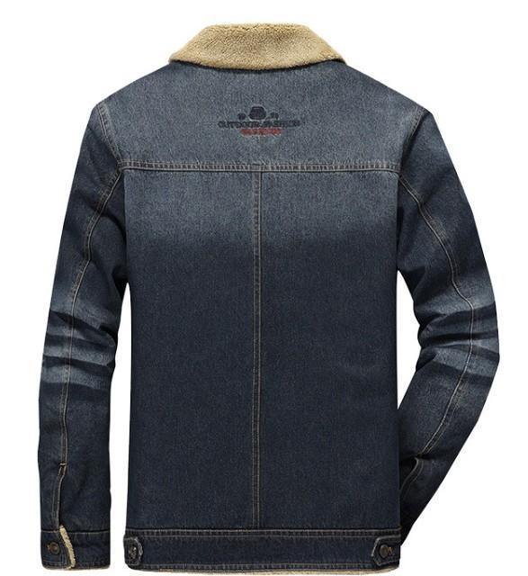 Mens Denim Jean Jacket in Black with Inner Faux Fur S / Black