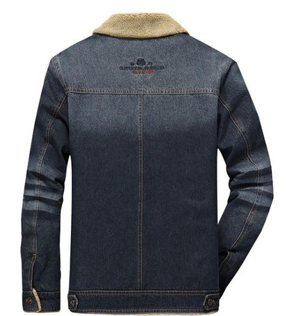 Mens Denim Jean Jacket in Black with Inner Faux Fur S / Black