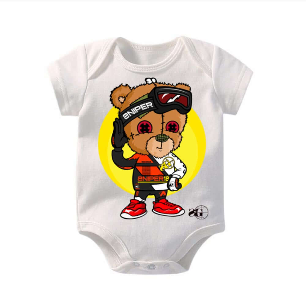 Shopminx Baby Snipe: Unisex Onesies Sniper Biker (3-6 months)