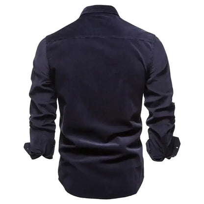 Men's Business Casual Corduroy Shirt Navy Blue / M 55-65kg