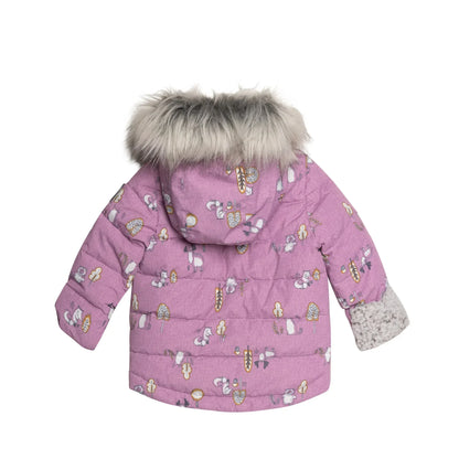 Printed Woodland Animals Two Piece Baby Snowsuit Lilac 12m