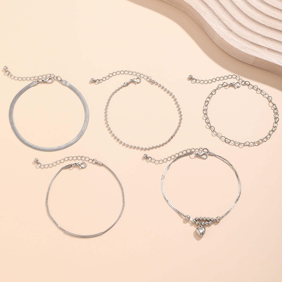 Love Beaded Punk Chain Foot Chain Set Hip Hop Personalized Snake Bone Chain Foot Anklet eprolo