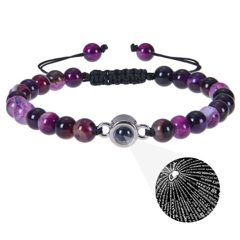 Photo projection bracelet 100 languages I Love You natural stone custom bracelet picture jewelry Rose Quartz