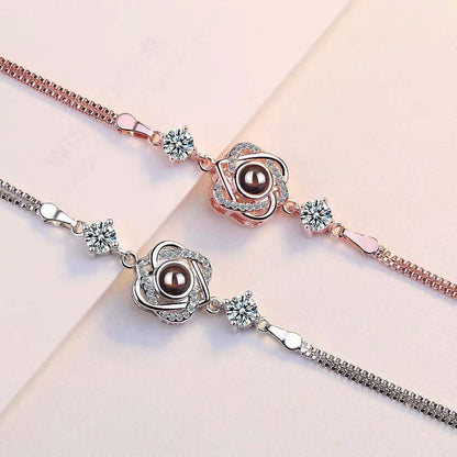 Customized color photo projection s925 pure silver six pointed star bracelet with 100 languages for birthday commemoration eprolo
