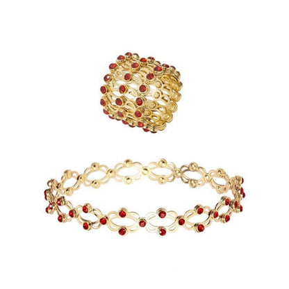 2 In 1 New Creative Magic Stretchable Ring Bracelet For Women Charm Shiny Crystal Retractable Bracelets Rings Jewelry Gift silver / Diameter 2cm-7cm adjustable