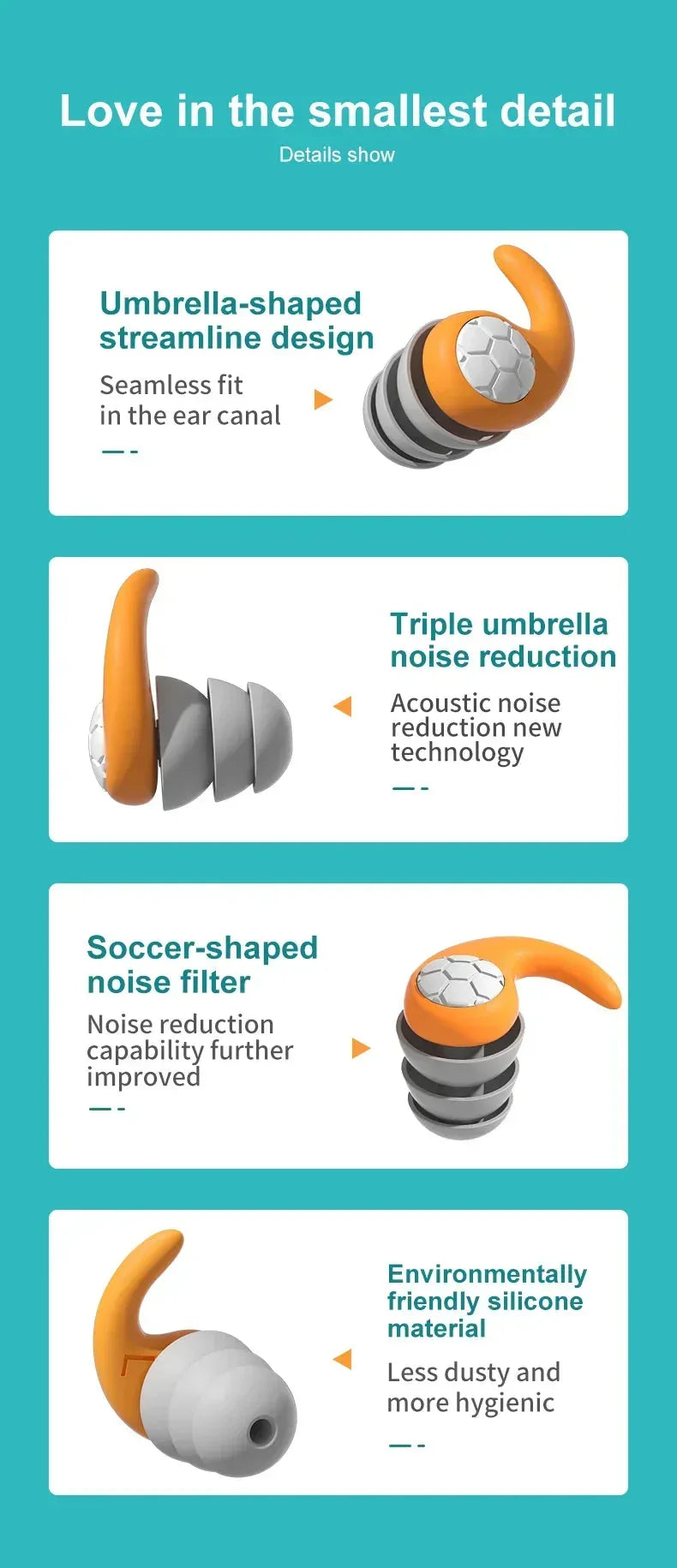 Sleep Noise Reduction Earplug Orange