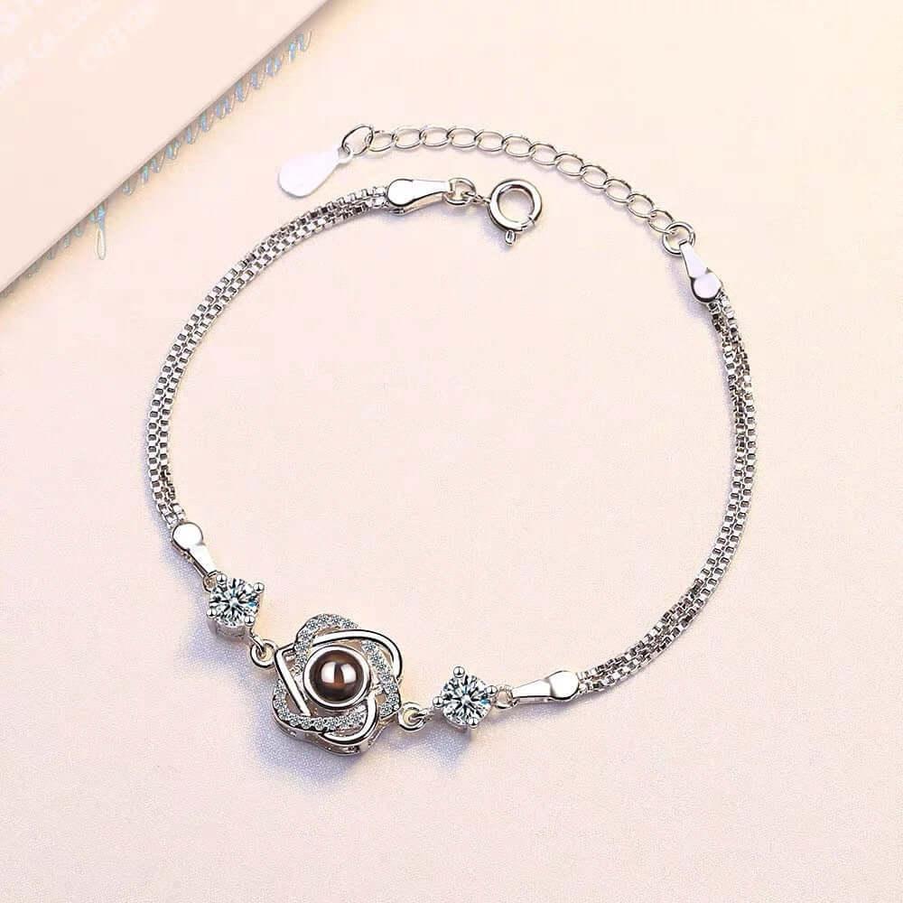 Customized color photo projection s925 pure silver six pointed star bracelet with 100 languages for birthday commemoration eprolo