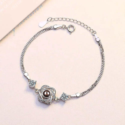 Customized color photo projection s925 pure silver six pointed star bracelet with 100 languages for birthday commemoration eprolo