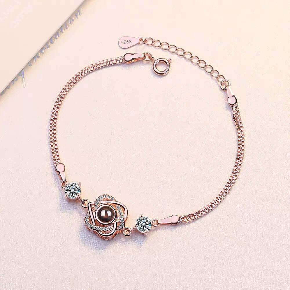 Customized color photo projection s925 pure silver six pointed star bracelet with 100 languages for birthday commemoration eprolo