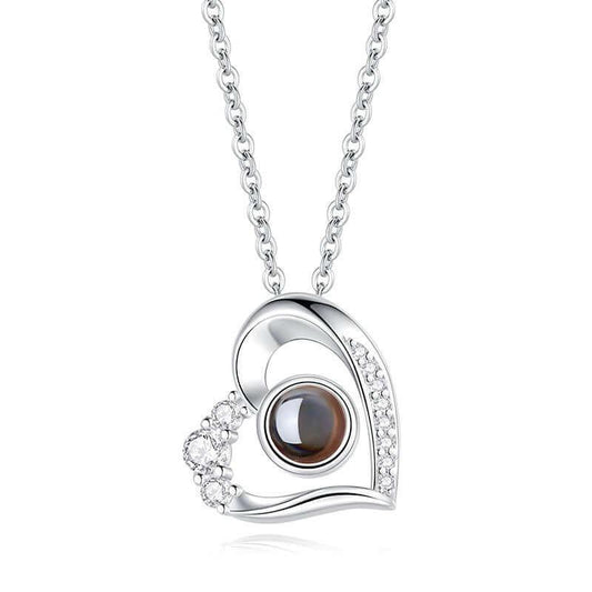 I Love You 100 Languages Personalized Projection Necklace PLATINUM Language version