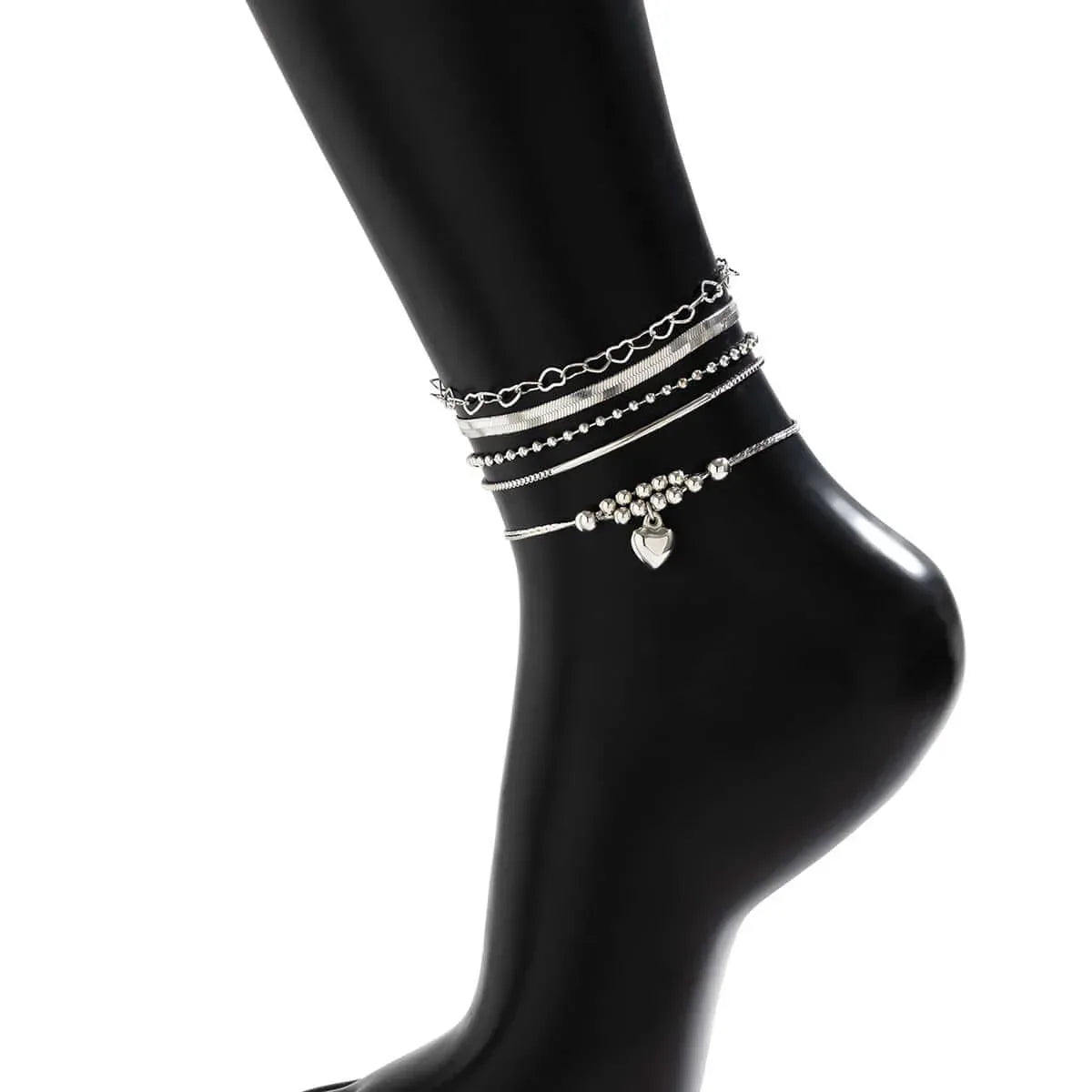 Love Beaded Punk Chain Foot Chain Set Hip Hop Personalized Snake Bone Chain Foot Anklet eprolo