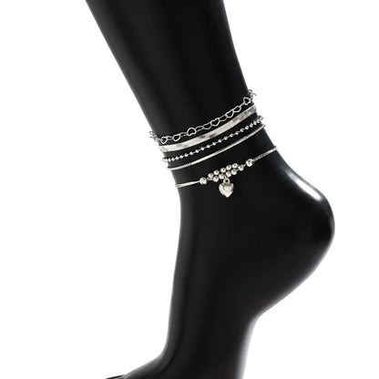 Love Beaded Punk Chain Foot Chain Set Hip Hop Personalized Snake Bone Chain Foot Anklet eprolo