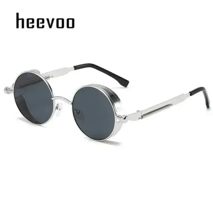 Fashion Round Sun Glasses Silver Gray