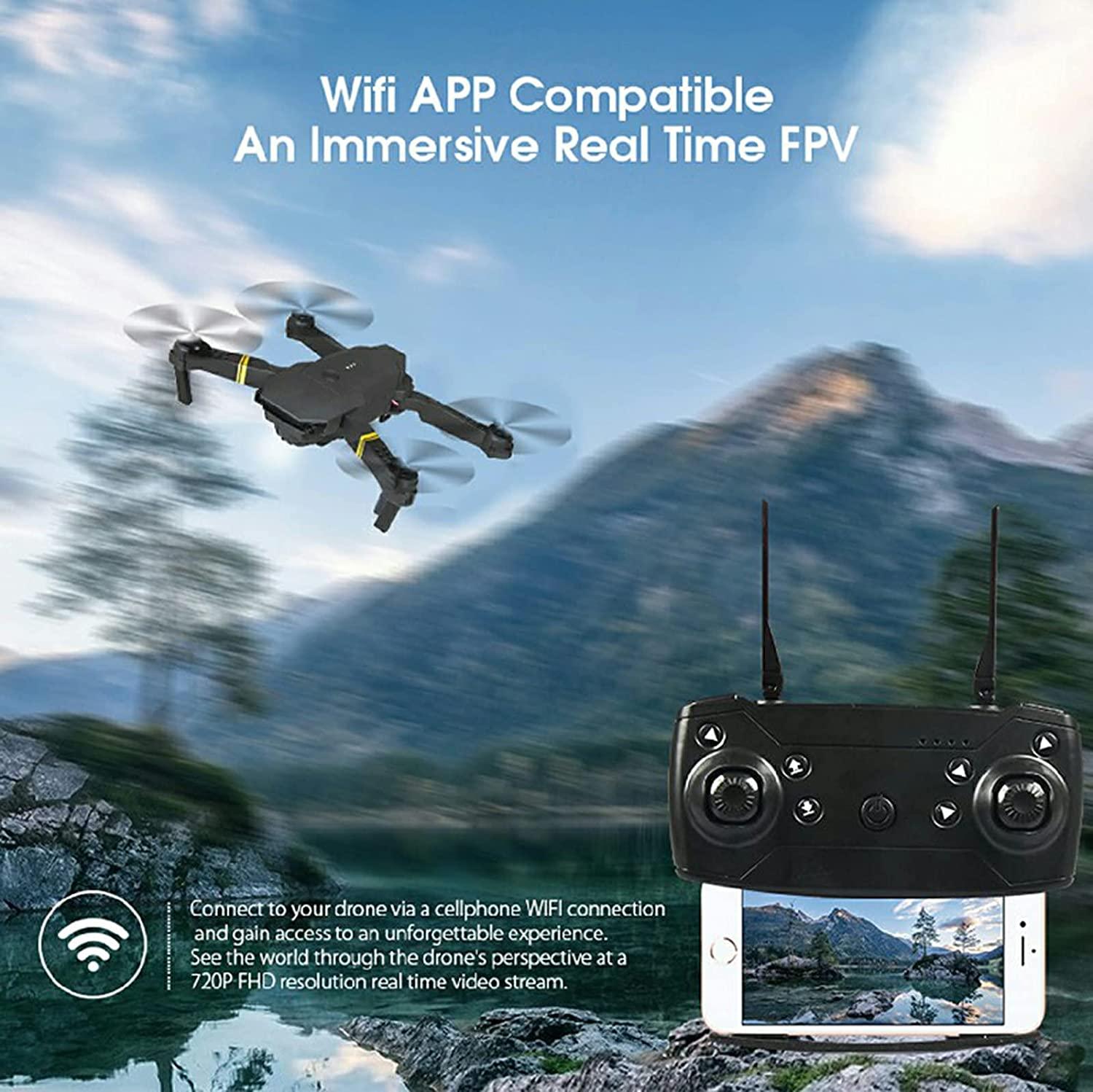 4K HD Dual Camera RC FPV WiFi Portable Wide Angle Foldable Quadcopter Drone Gold