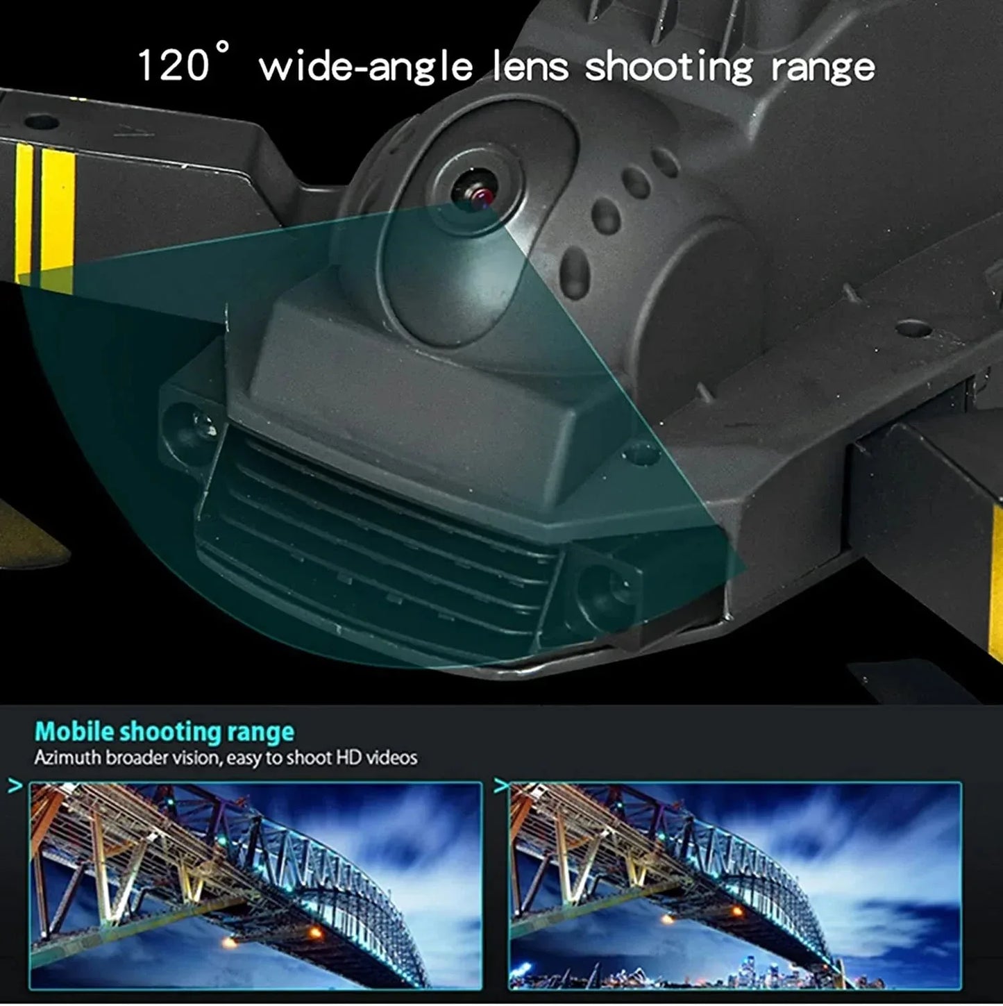 4K HD Dual Camera RC FPV WiFi Portable Wide Angle Foldable Quadcopter Drone Gold