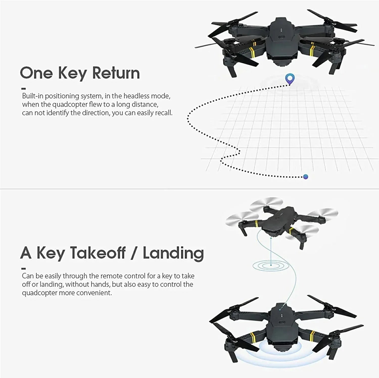 4K HD Dual Camera RC FPV WiFi Portable Wide Angle Foldable Quadcopter Drone Gold