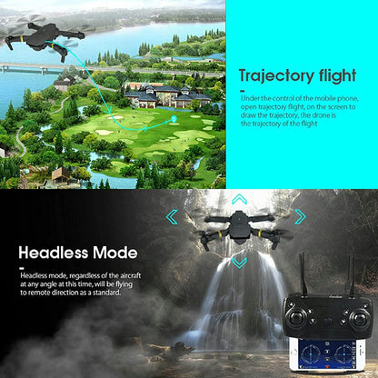 4K HD Dual Camera RC FPV WiFi Portable Wide Angle Foldable Quadcopter Drone Gold