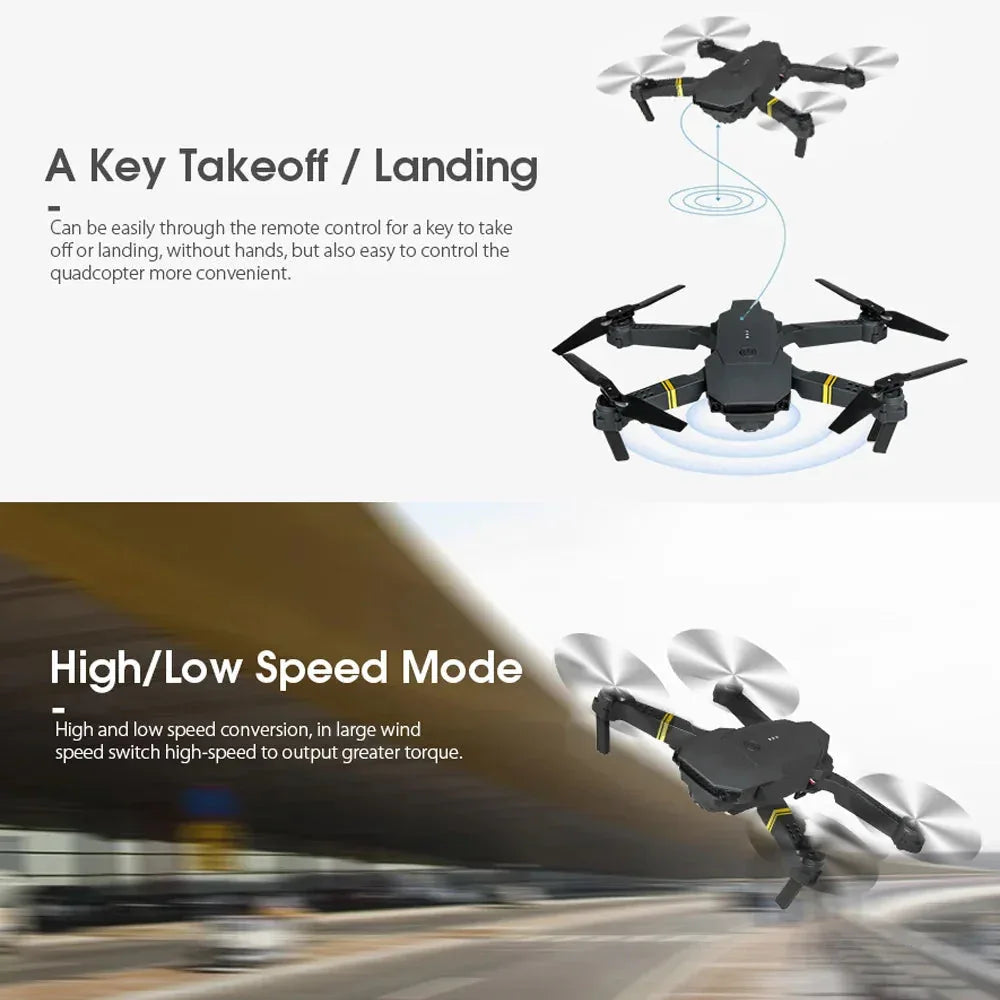 4K HD Dual Camera RC FPV WiFi Portable Wide Angle Foldable Quadcopter Drone Gold