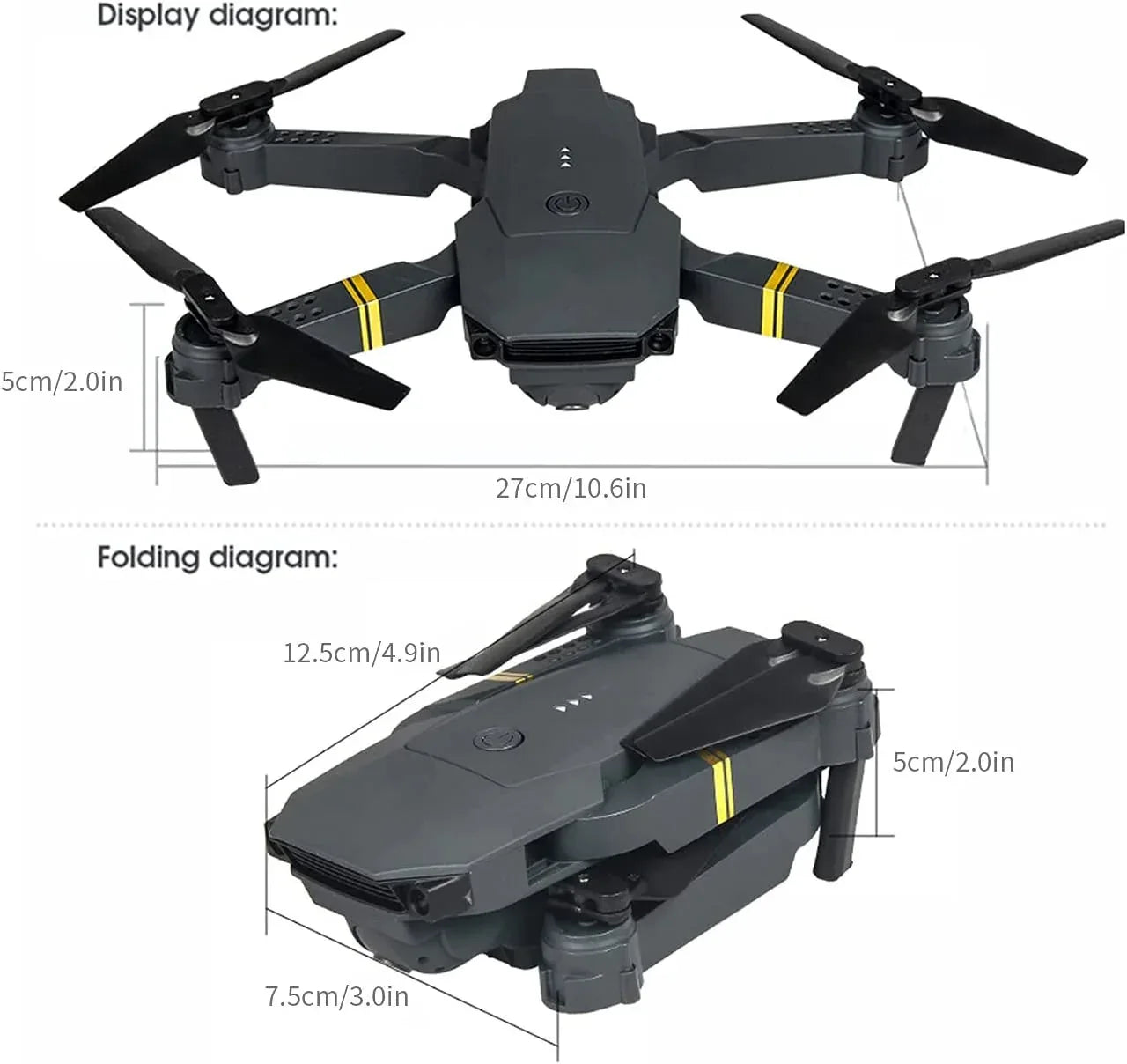 4K HD Dual Camera RC FPV WiFi Portable Wide Angle Foldable Quadcopter Drone Gold