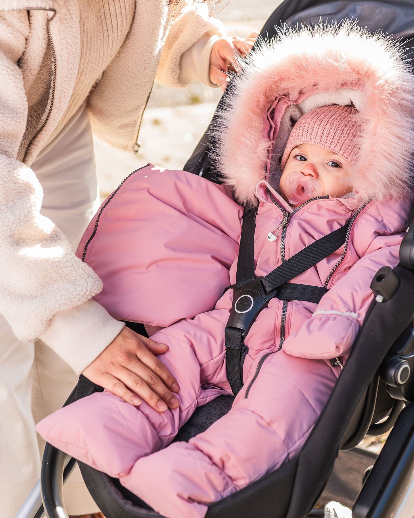 One-Piece Baby Snug Snowsuit Designed For Car Seat Pink