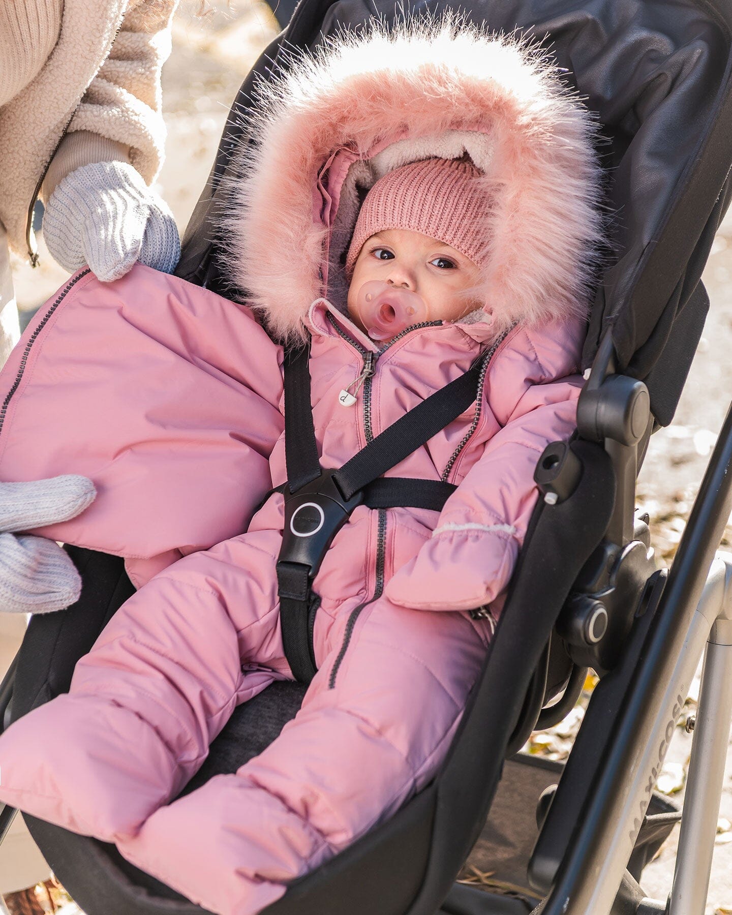 One-Piece Baby Snug Snowsuit Designed For Car Seat Dark Gray Blue