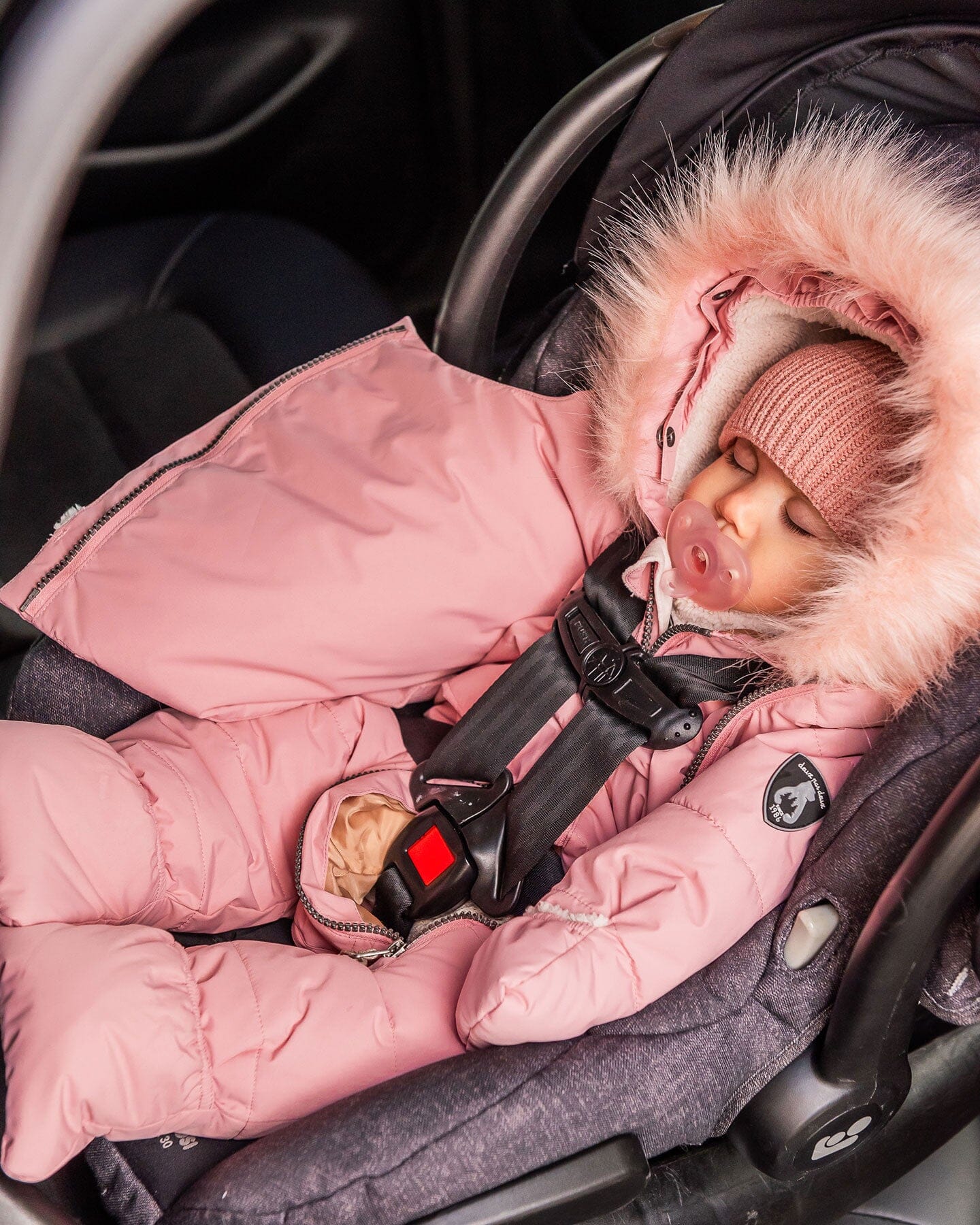 One-Piece Baby Snug Snowsuit Designed For Car Seat Dark Gray Blue