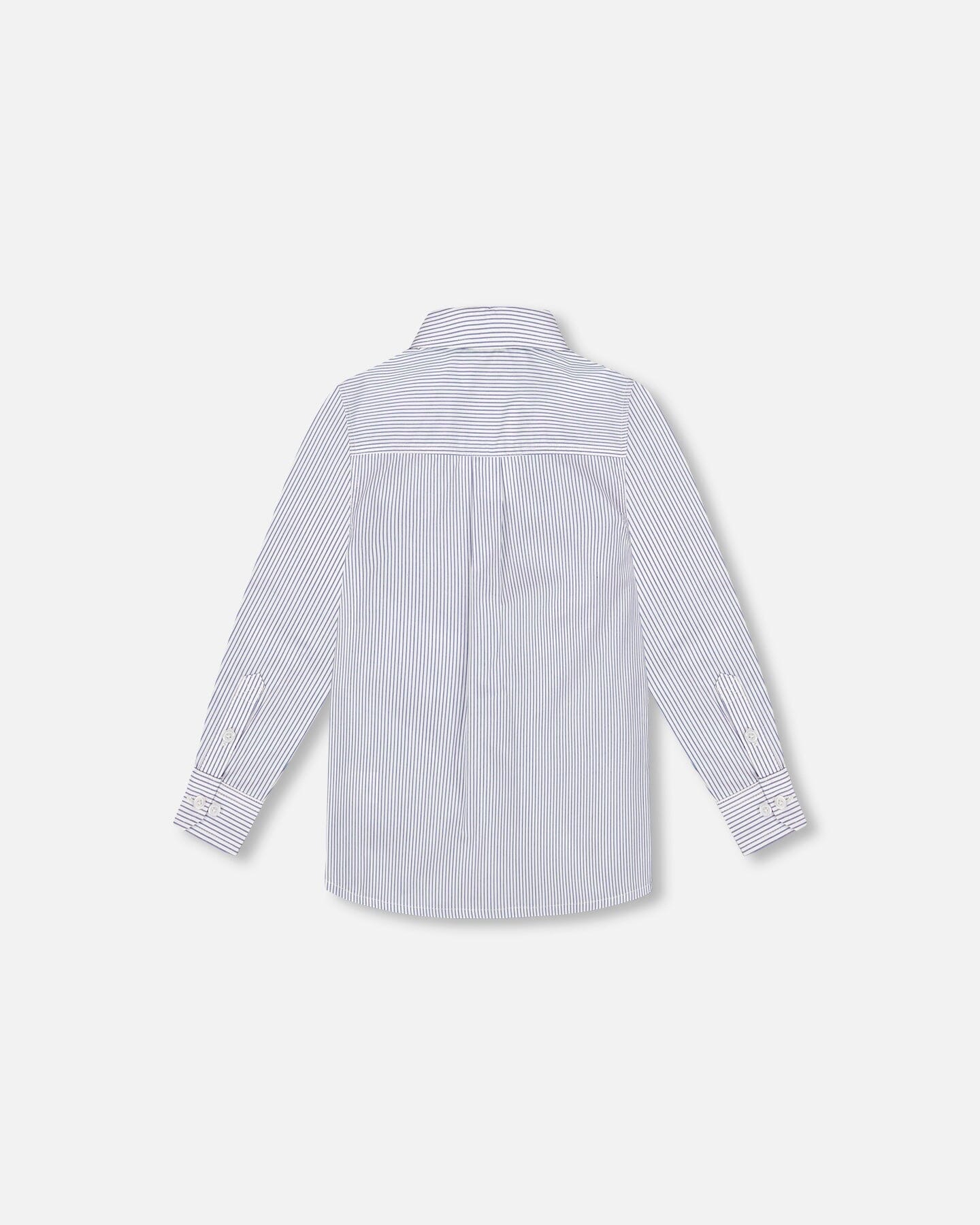 Long Sleeve Button Down Shirt Navy Blue Stripes