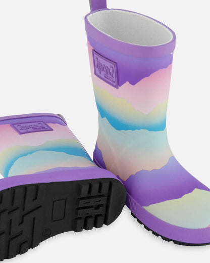 Printed Rain Boots Mauve And Blue, Pink Mountain 6 (Toddler)
