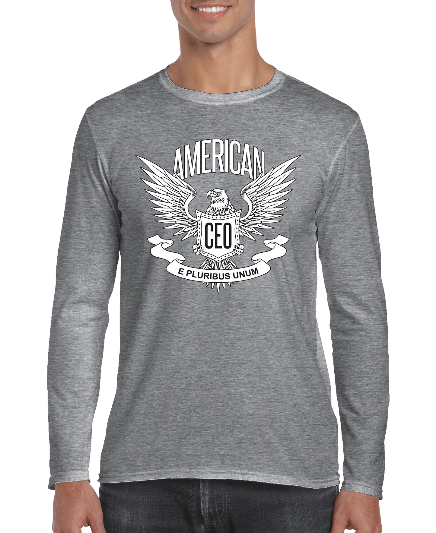 American CEO Patriotic Eagle Men's Long Sleeve Shirt Red / 3XL