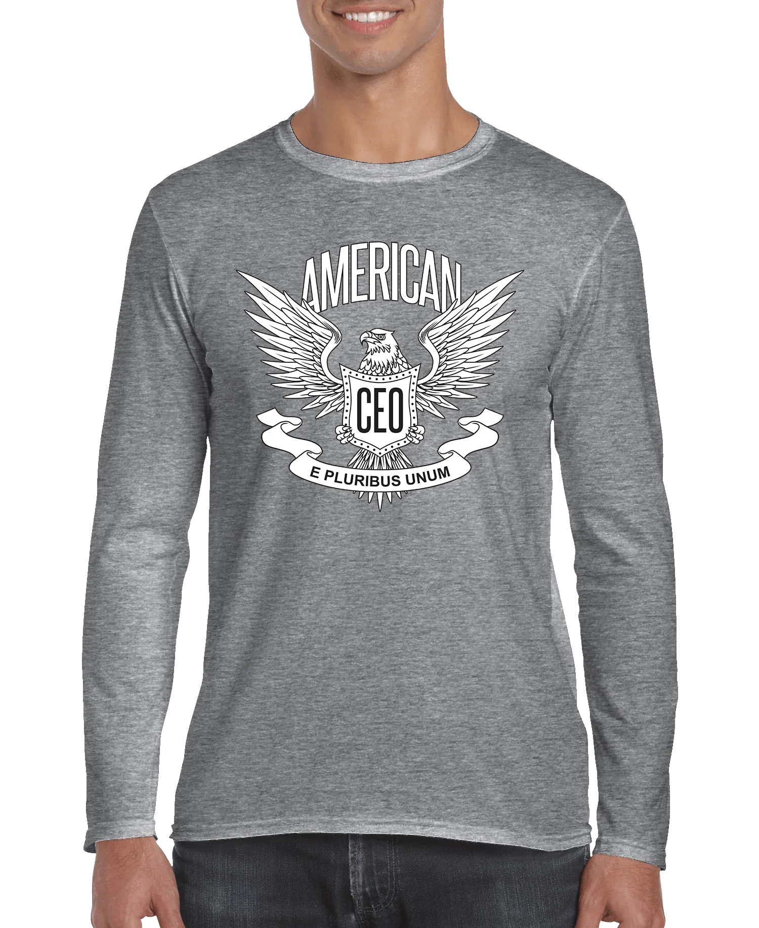 American CEO Patriotic Eagle Men's Long Sleeve Shirt Red / 3XL