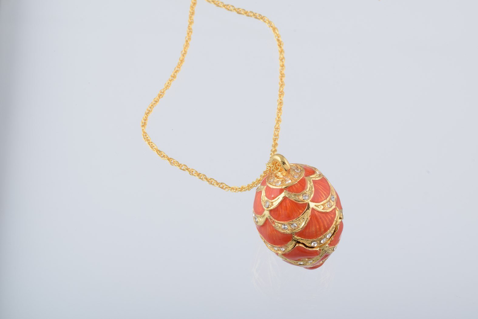 Gold & Red Egg Pendant Necklace