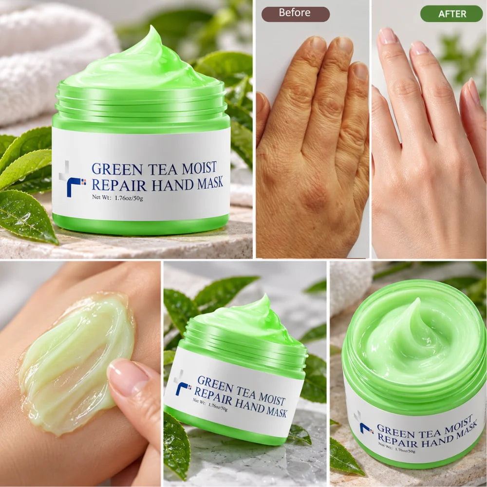 Green Tea Moist Repair Hand Mask – Anti-Wrinkle, Hydrate & Exfoliate Skin