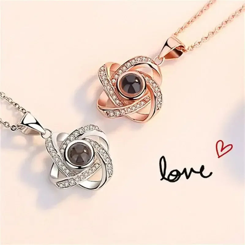 925 Silver Four-Leaf Clover Projection Necklace silver color / 925sliver / 14inchs