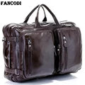 WaterProof Waxed Canvas Leather Men Travel Bag Hand Luggage