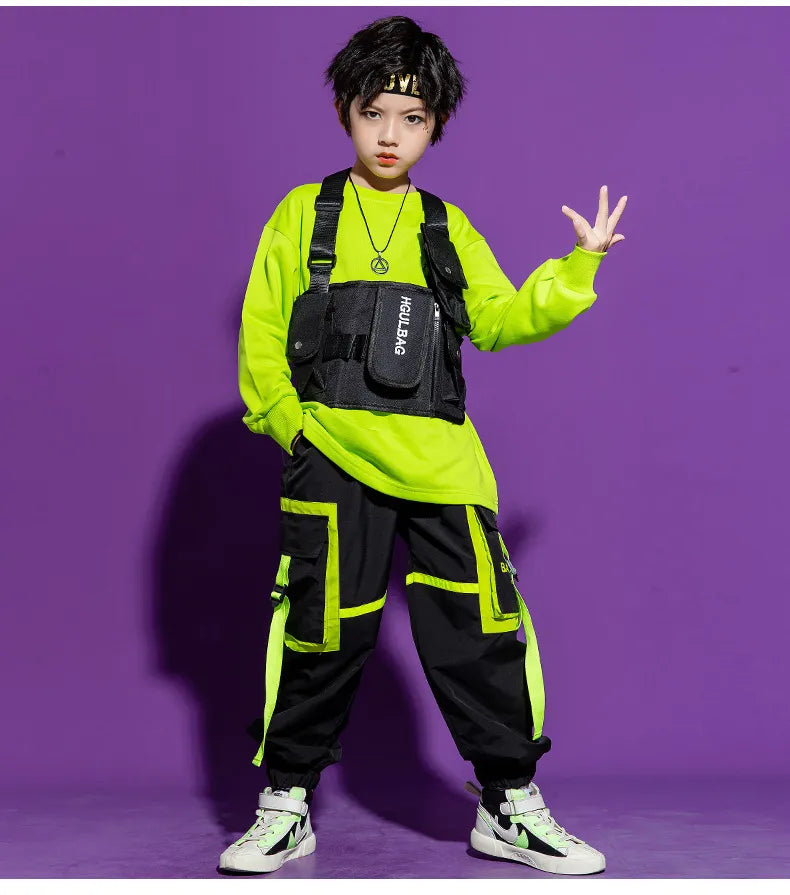 Boys Hip Hop Vest Girls Cuff Cargo Pants