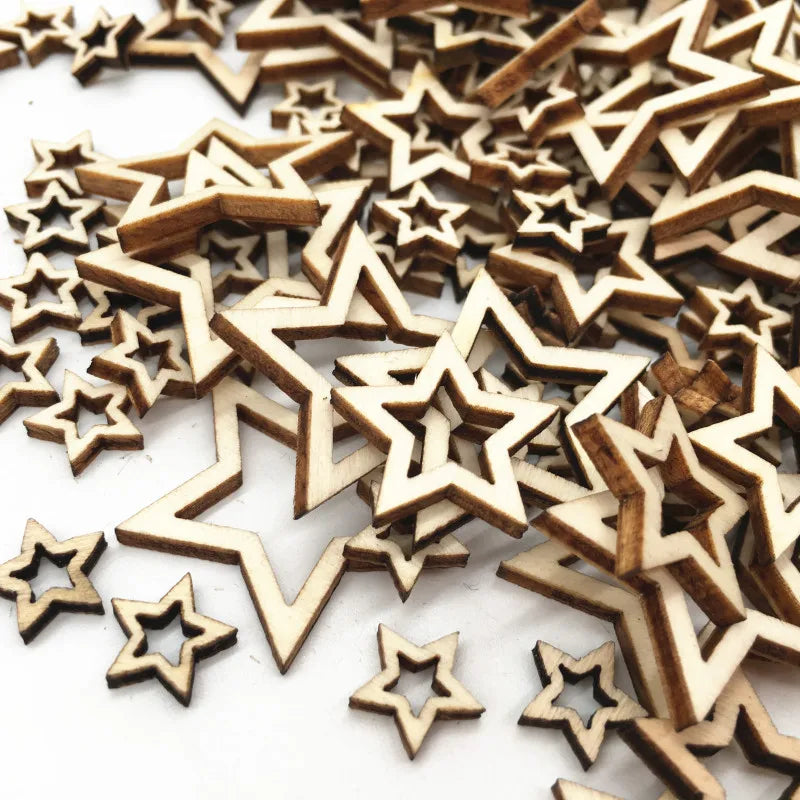 Star Shaped Wood Pieces for Wooden Craft DIY Projects