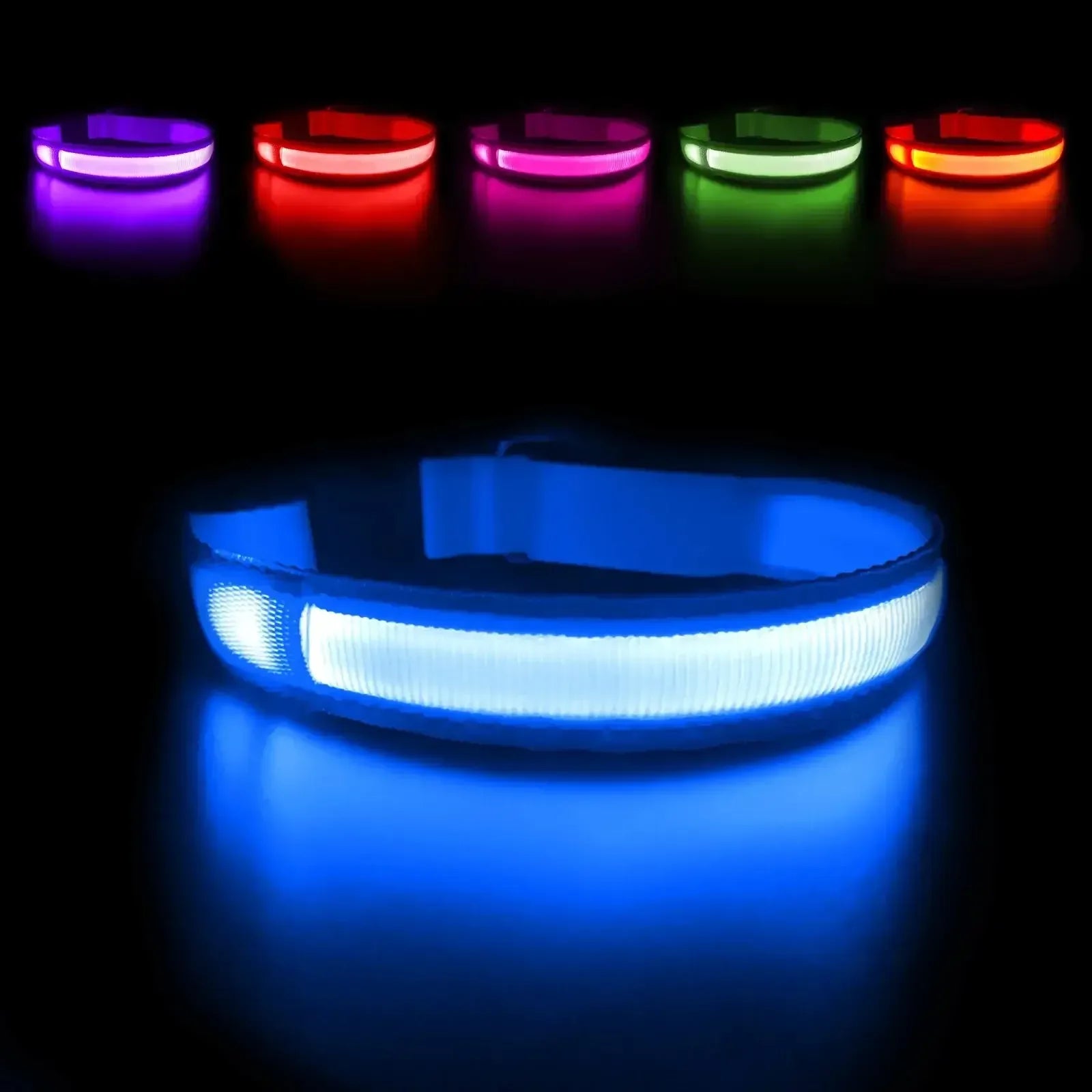 MASBRILL Dog Collar Luminous Pet Supplies Dog Collar Waterpoof Safety Collars Blue / United States / M 50X2.5cm